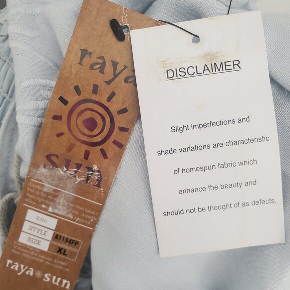 Raya Sun Embroidered Spaghetti Strap Sundress Ice Blue Women's Size XL - Picture 6 of 7